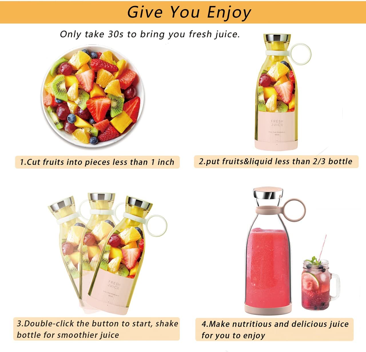 Fresh Juice Blender Bottle - TwoJuiced